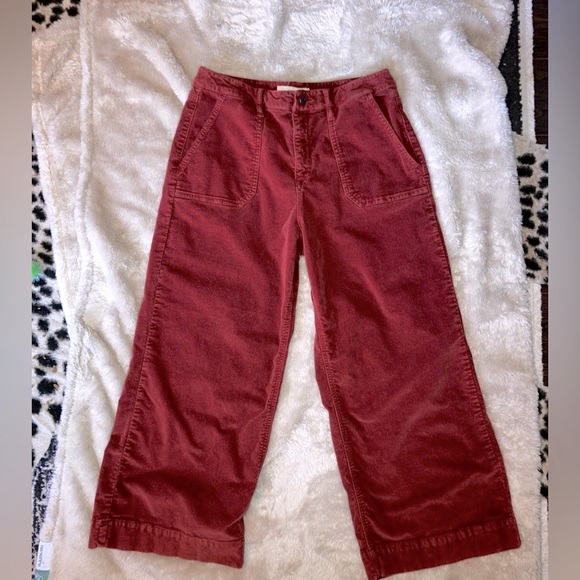 Hidden Jeans / Buckle Jeans- Rust-colored Wide-Leg Cropped Cords - Picture 1 of 11